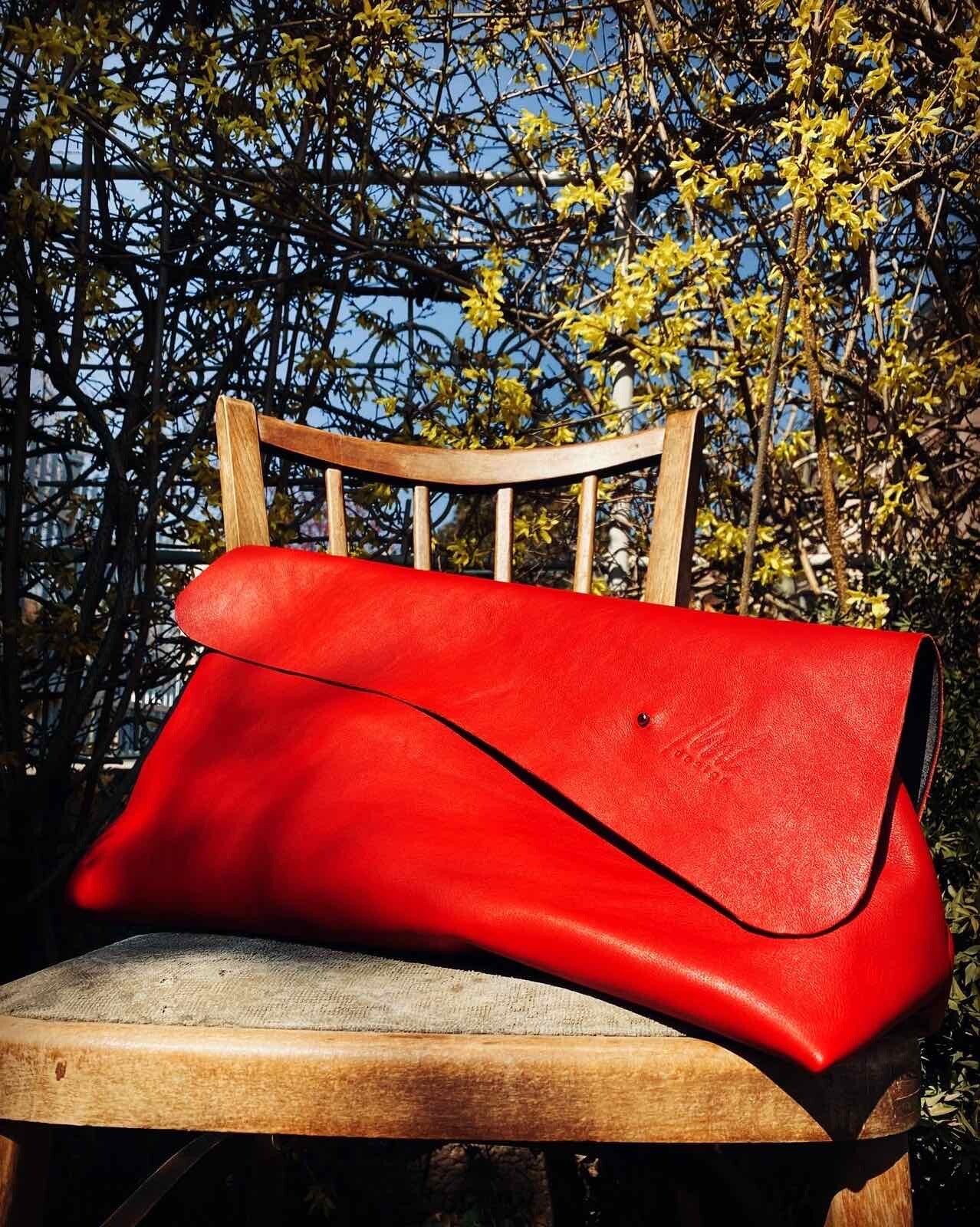Handmade, Unique, Sophisticated, Trendy, Soft Leather Handbag for Women Blue/Red