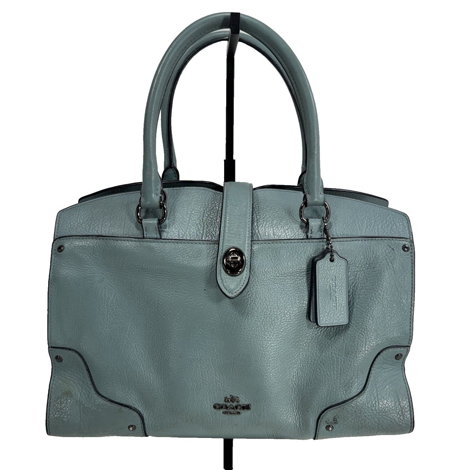 Coach Mercer 30 Satchel Teal Leather 37575 Handbag Purse – No Long Strap