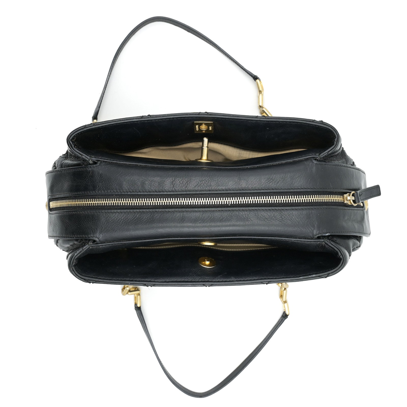 Chanel Medium Retro Chain Tote in Black Quilted Leather w/ CC Turn lock
