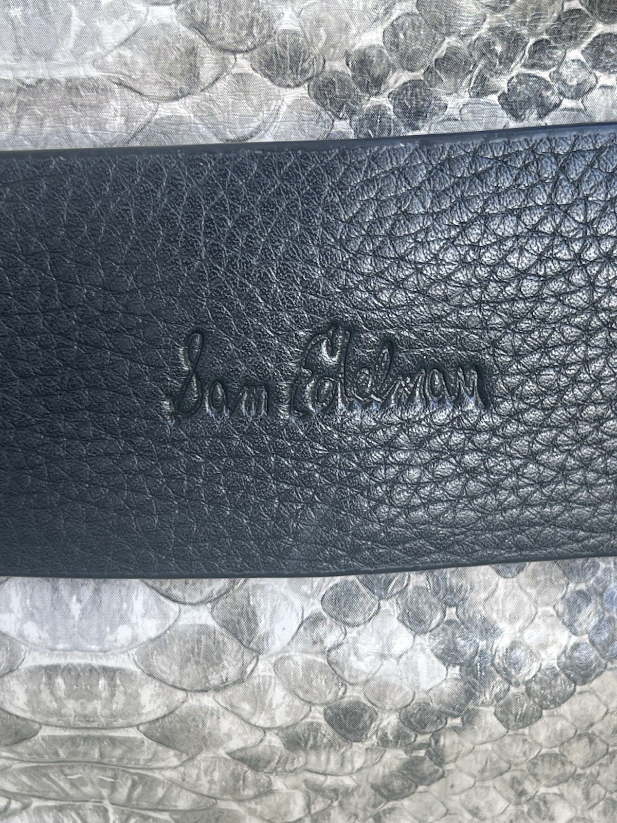 Sam Edelman snake pattern print with Black Leather Accents crossbody bag