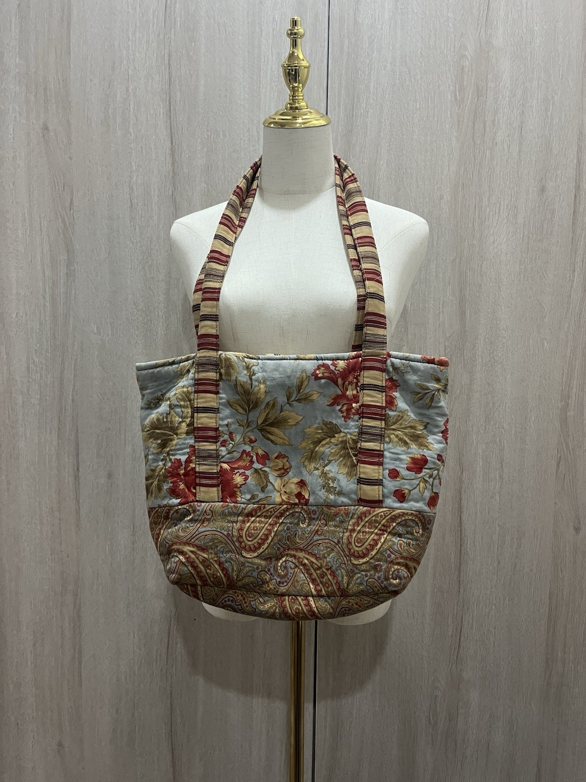 Handmade Quilted Floral Tote Bag Cottagecore Paisley Market Shoulder Bag