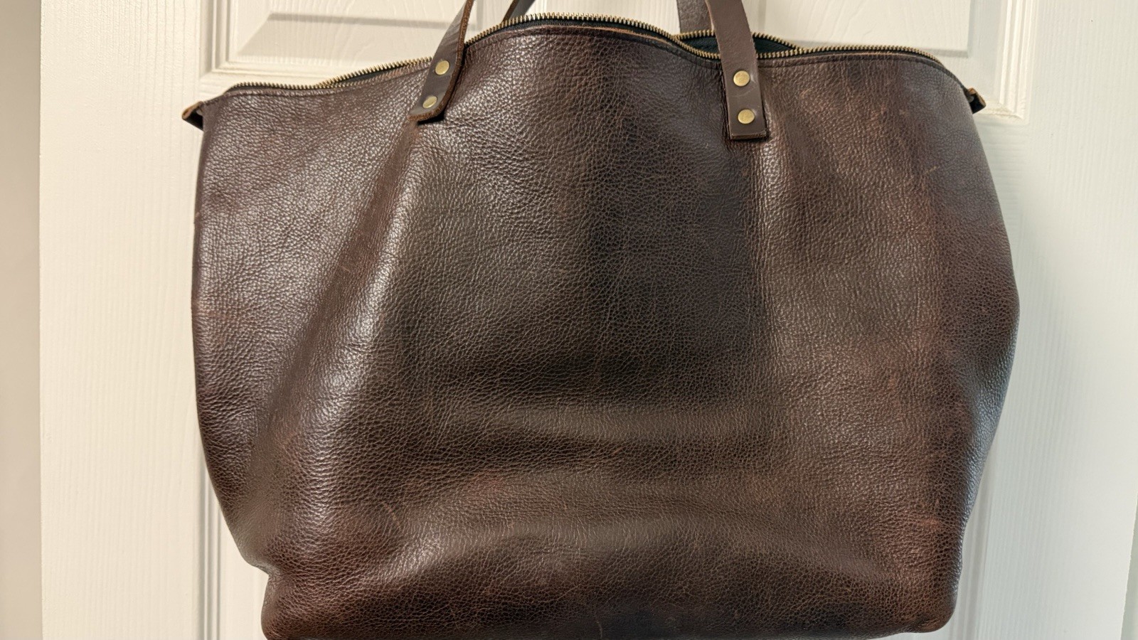 Portland Leather Tote Bag Oversized Coldbrew With Zipper
