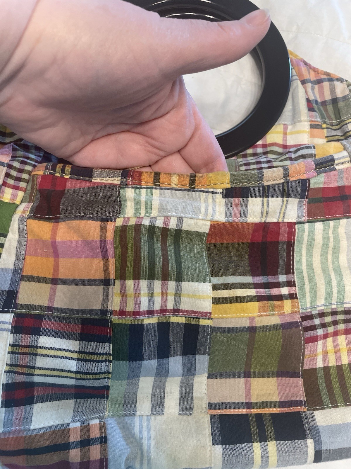 Vintage J.CREW Multicolor Madras Patchwork Top Handle Purse