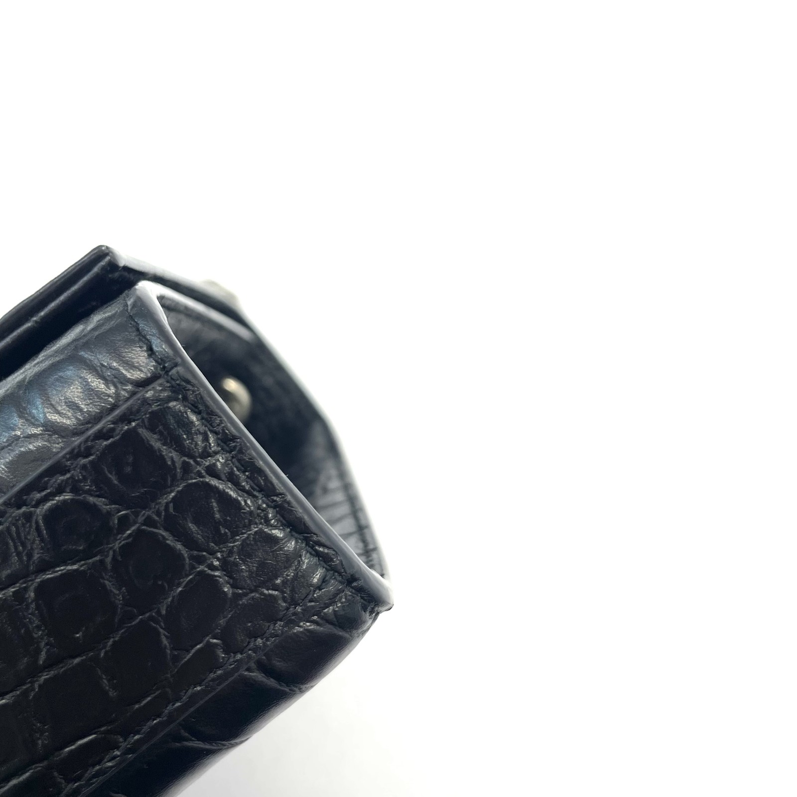 Saint Laurent Kate Medium Black Leather Crocodile Pattern Tassel Shoulder