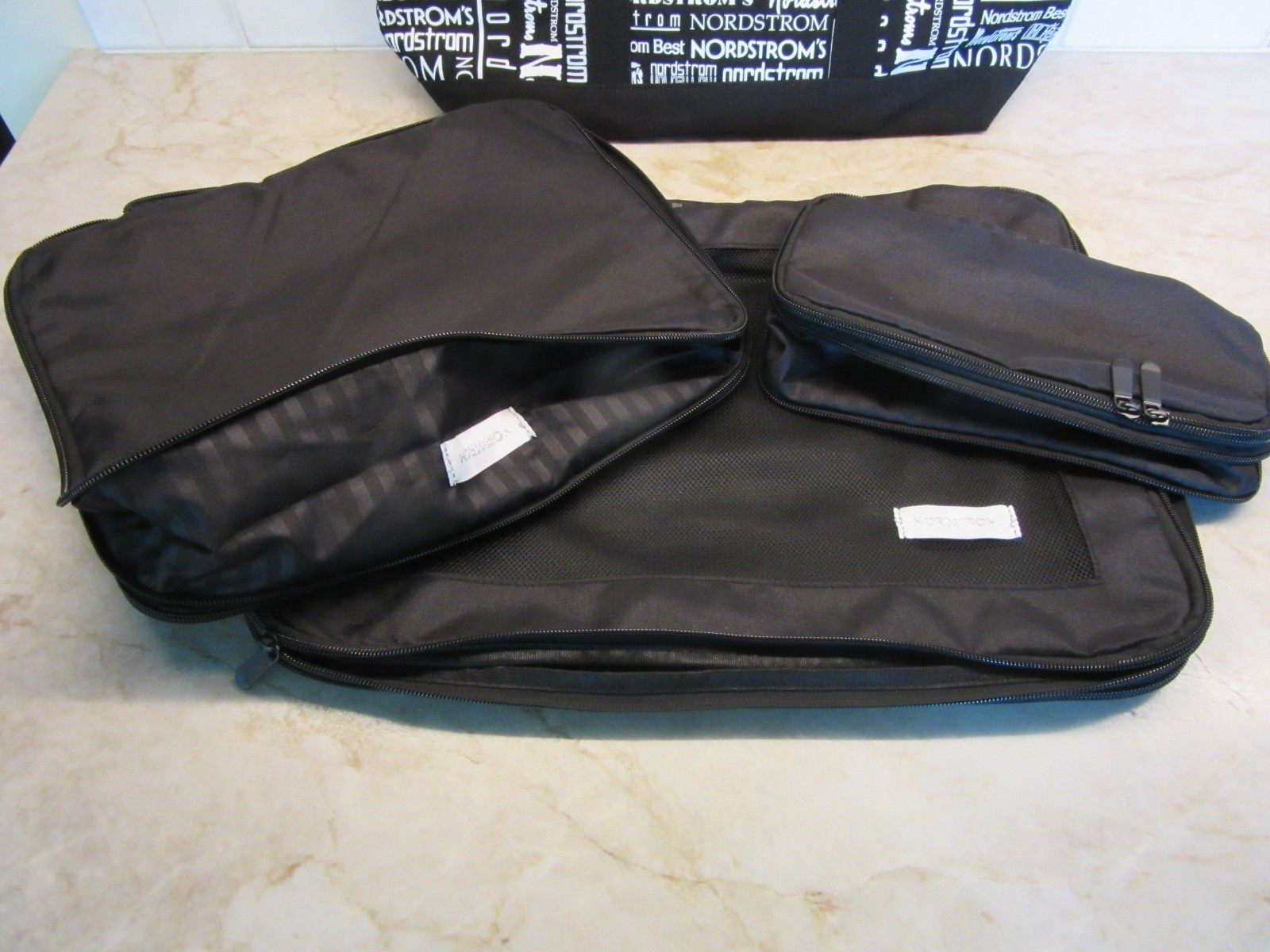 Nordstrom 125th Anniversary Canvas Tote w/Shoulder Strap + Packing Cube Set NWT