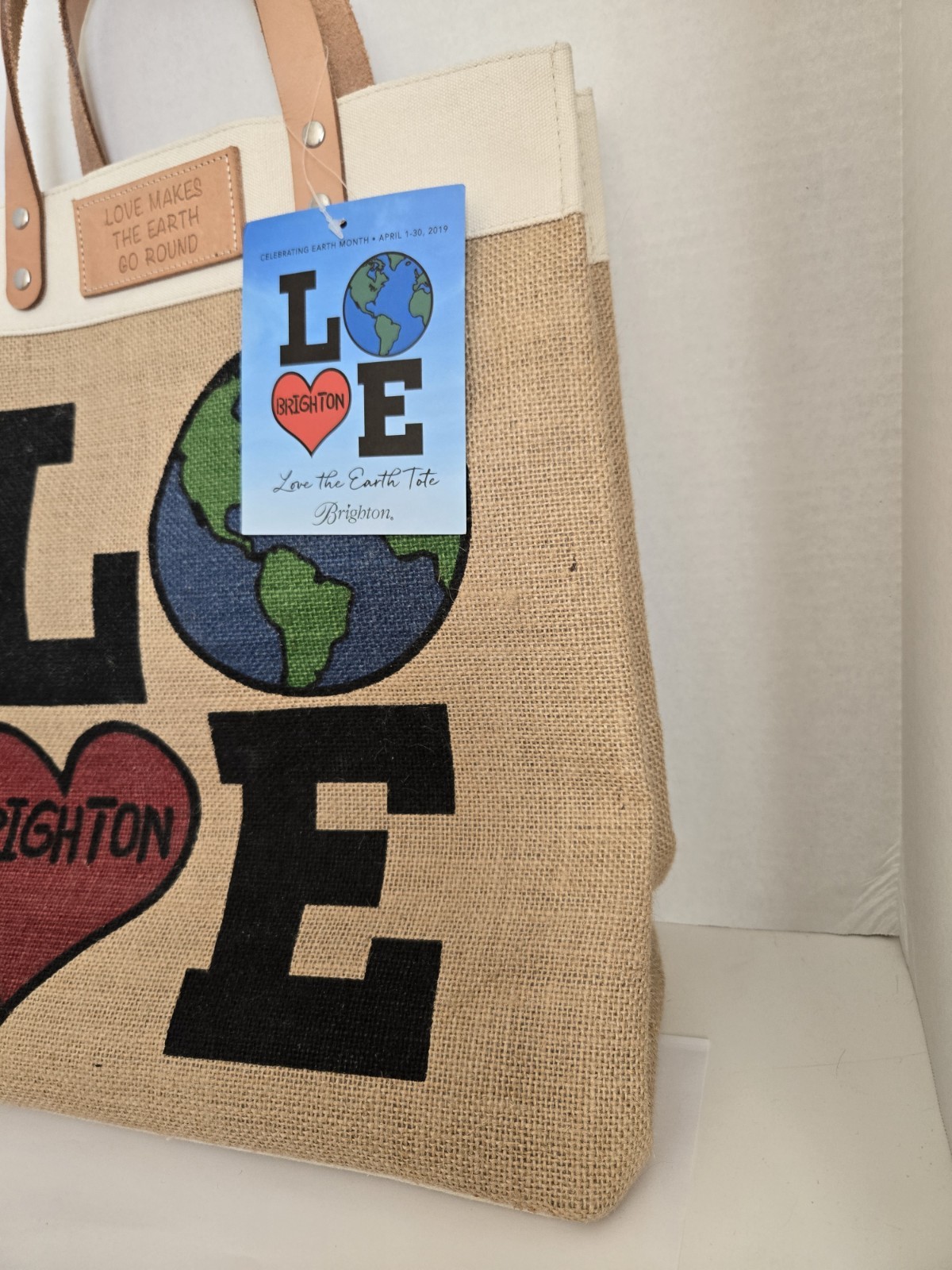 Brighton Love The Earth Day Natural Jute Leather Shopper Tote Bag w/Original Tag