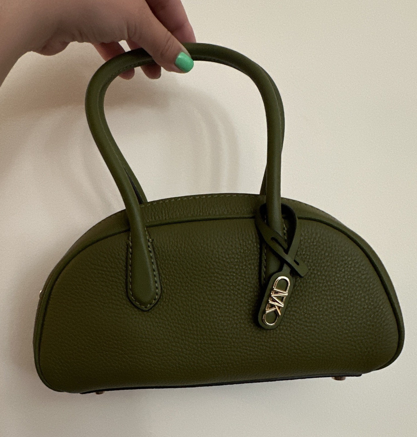Michael Kors Lulu Pebble Leather Zip Smokey Green Gold Hardware