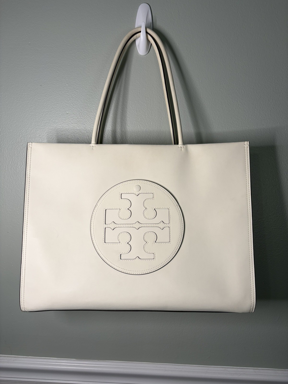 Tory Burch Ella Bio Tote Large Warm White Tote Shoulder Bag Authentic