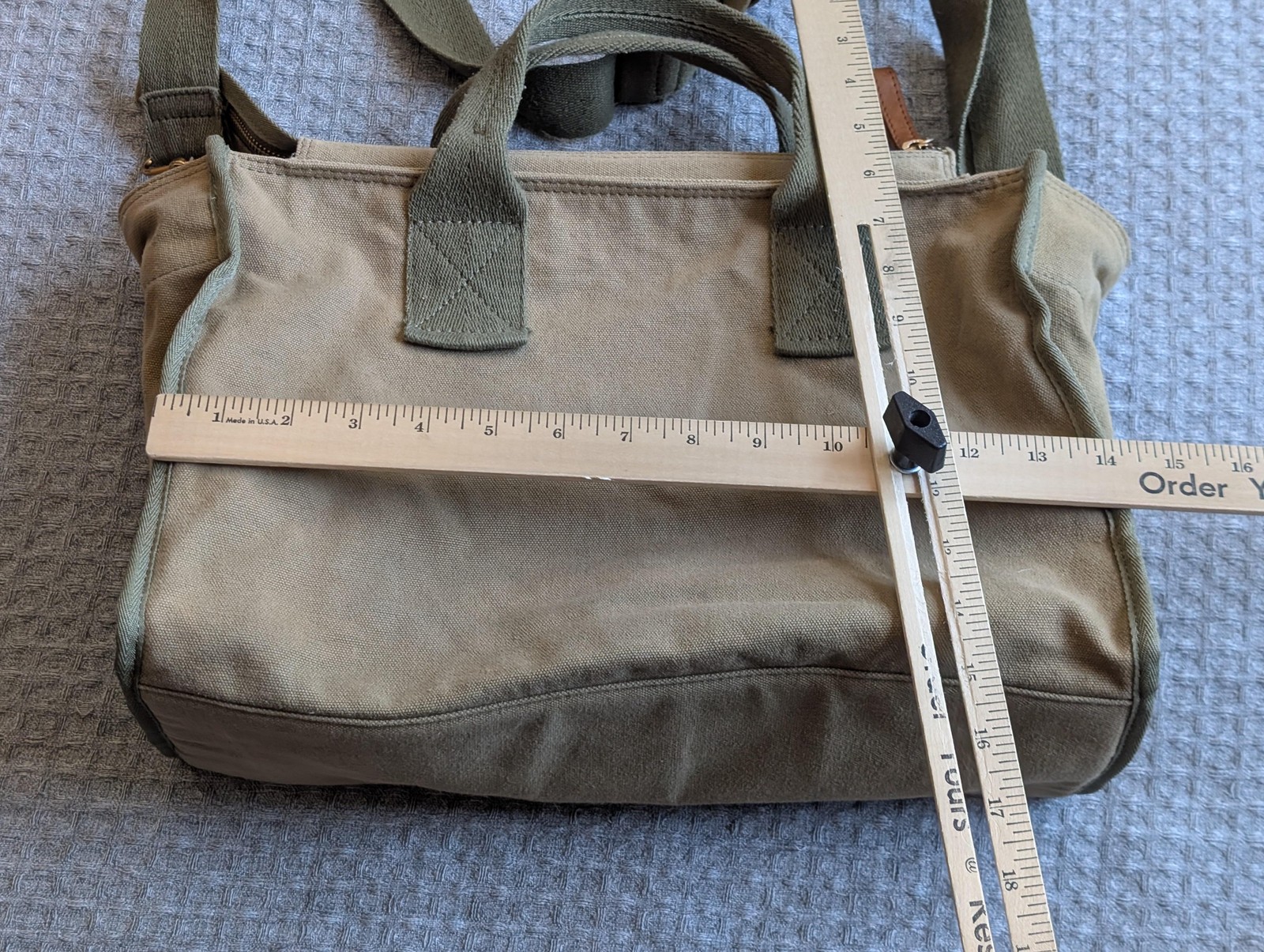 Margot New York Satchel Bag Womens Medium Beige Canvas Handle Crossbody Purse