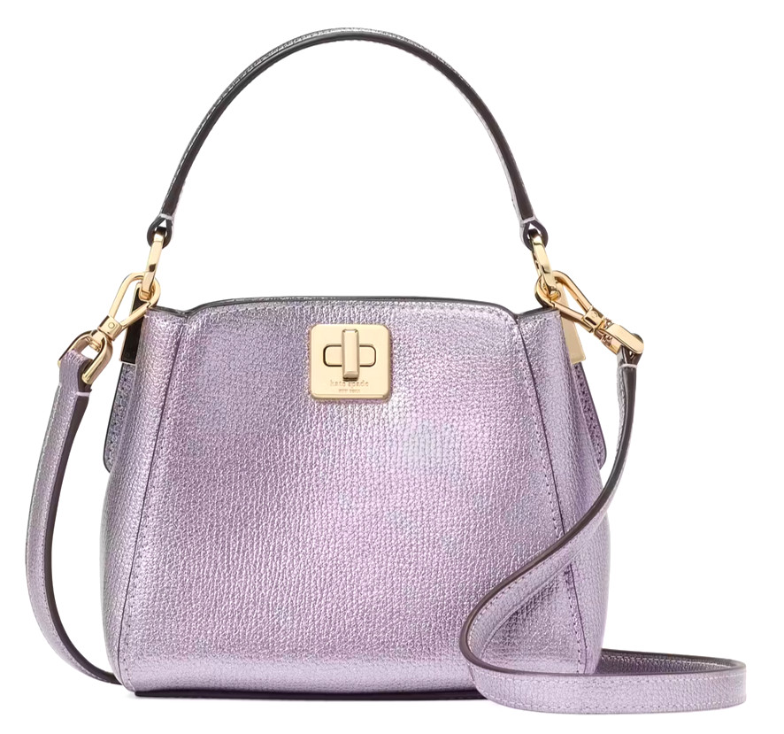 💜Kate Spade Phoebe Metallic Mini Top Handle Crossbody Purple Candied Flower NWT