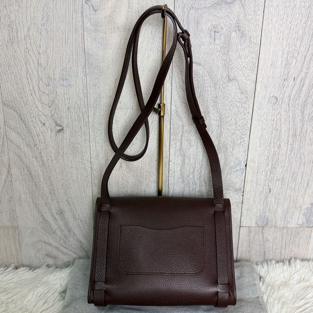 IL BISONTE Brown Leather Shoulder Bag Recent Model Japan Excellent 0712568
