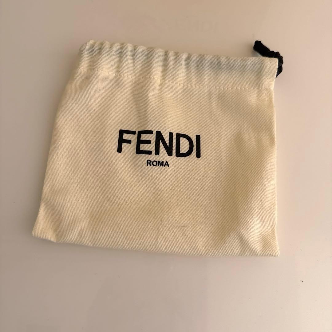 FENDI Brown FF Monogram Pouch Chain Coin Purse Nano Baguette Bag Charm Dust Bag