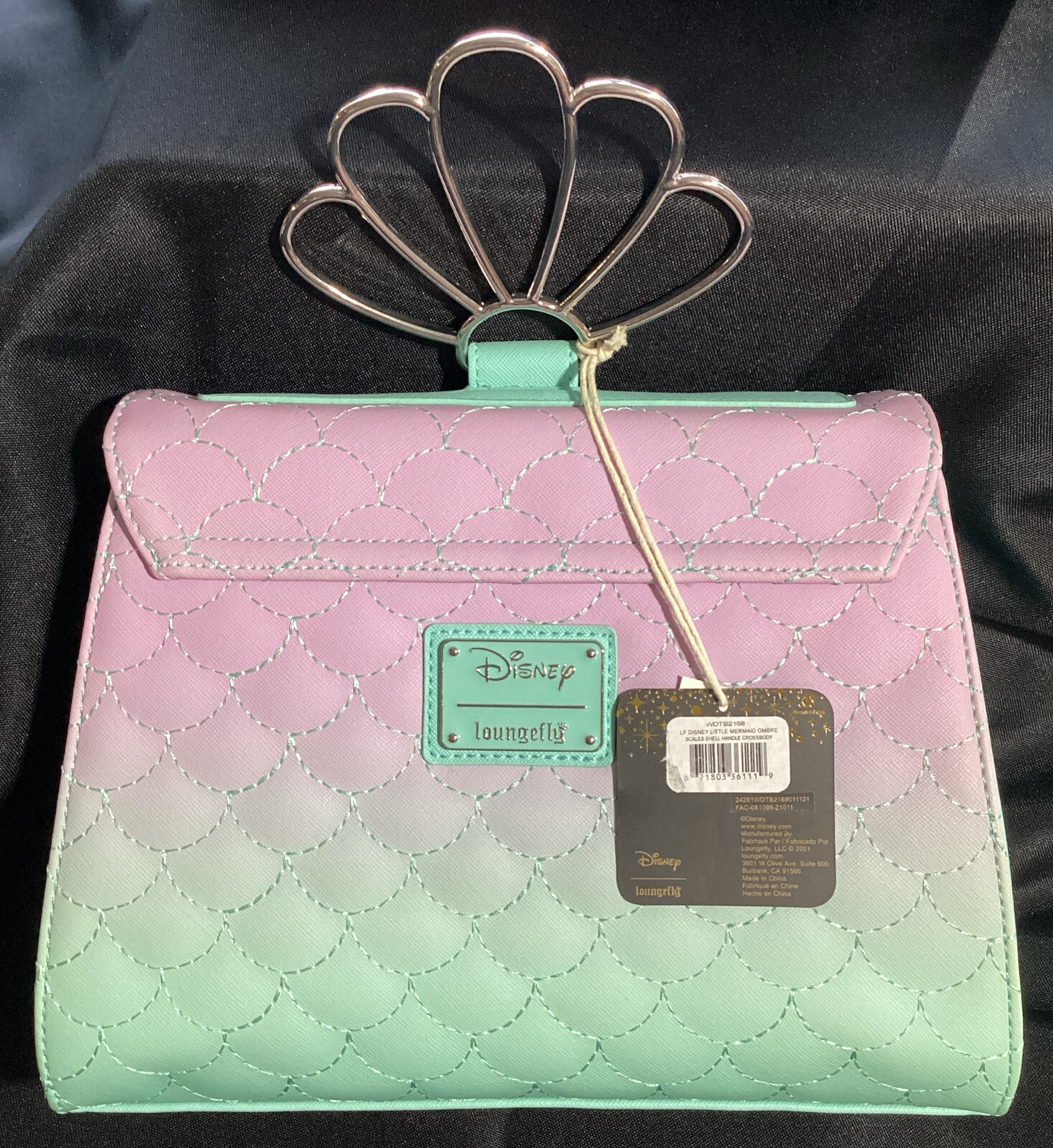 Loungefly Disney Little Mermaid Ombré Scales Shell Handle Crossbody Bag NEW