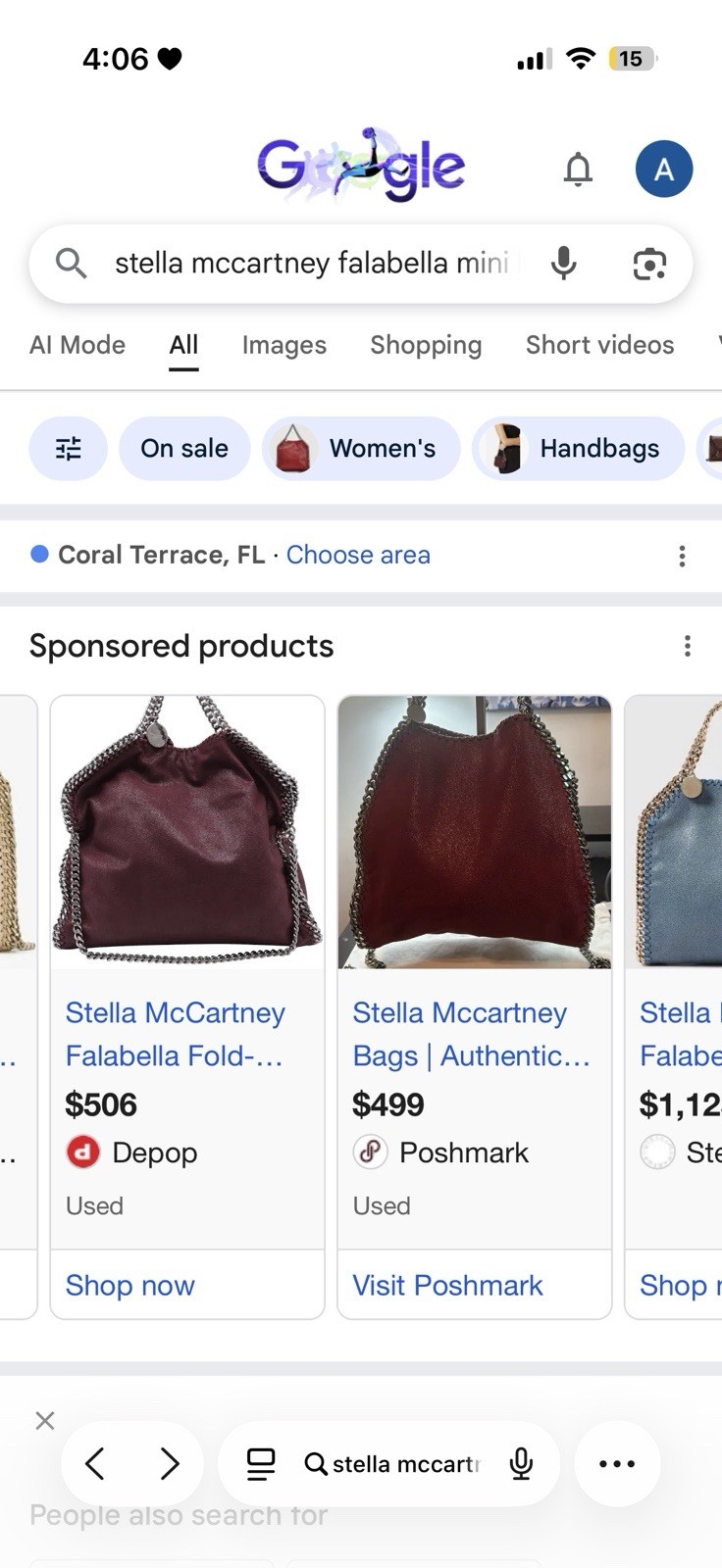 Stella McCartney Falabella Mini Tote Burgundy Chain Strap Magnetic w Dust Bag