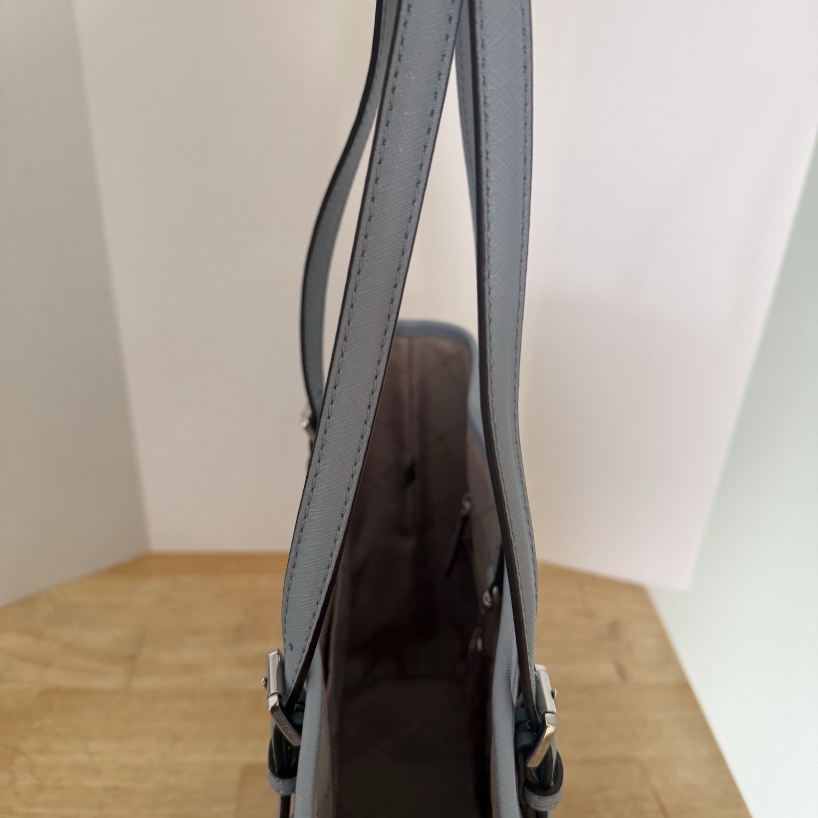Michael Kors Jet Set Large Printed Signature Logo Tote Bag Light Sky Plaid