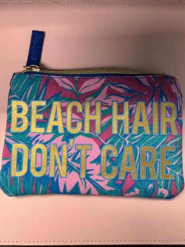 Beach Hair Don’t Care Tropical Zipper Pouch Cosmetic Bag