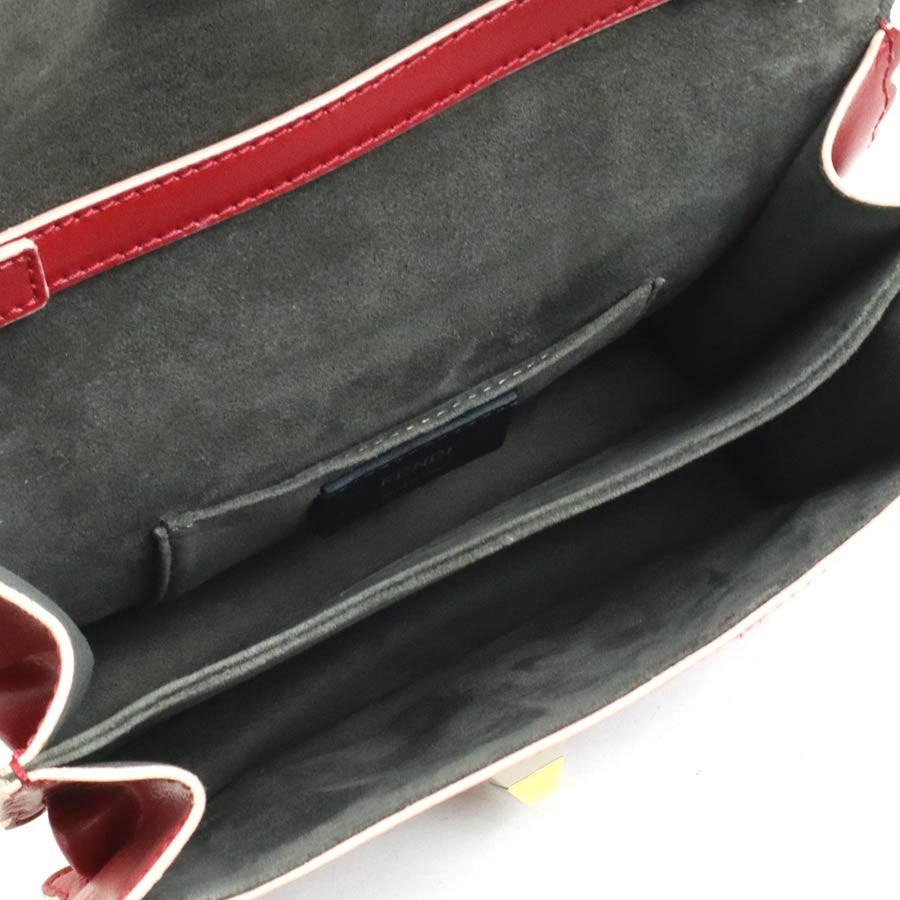 Auth FENDI Kan I Mini Shoulder Bag Red Leather/Metal – h31407a