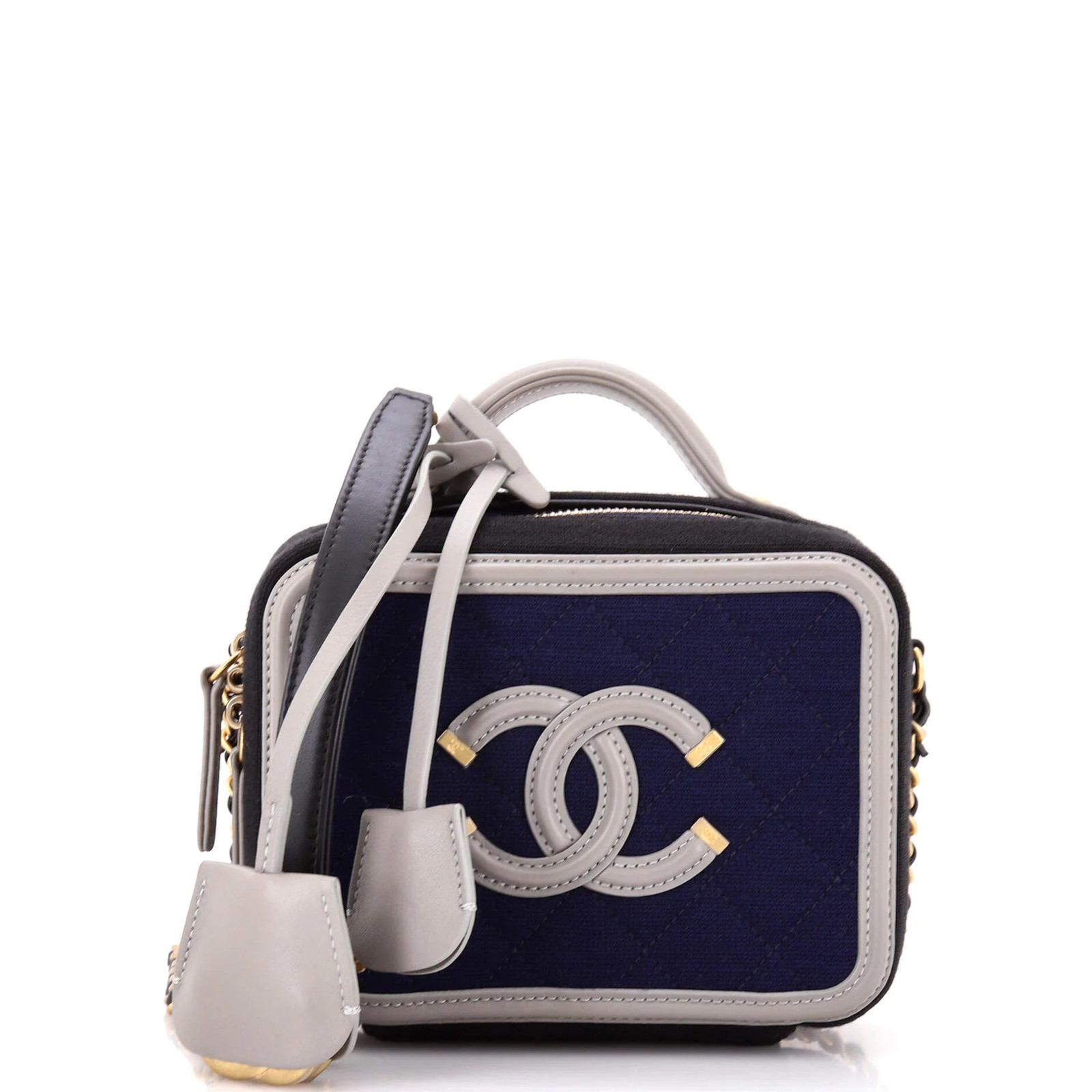 Chanel Filigree Vanity Case Quilted Jersey Small