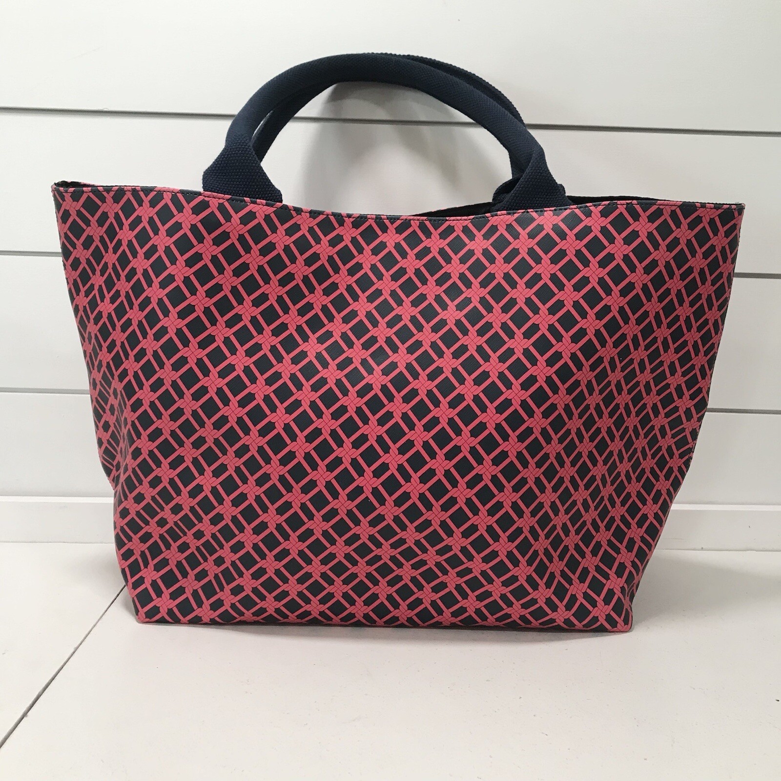 Dabney Lee Large Tote Bag Navy Blue & Pink Color Polyvinyl