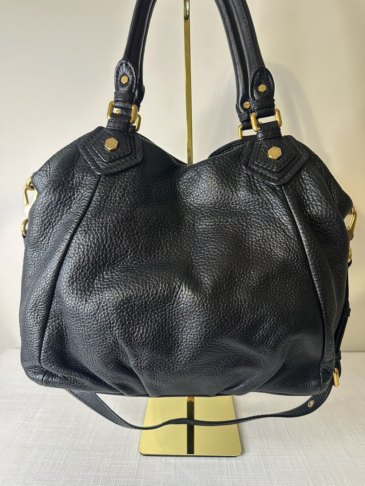 Marc By Marc Jacobs Classic Q Fran Black Pebbled Leather Satchel Shoulder Y2K