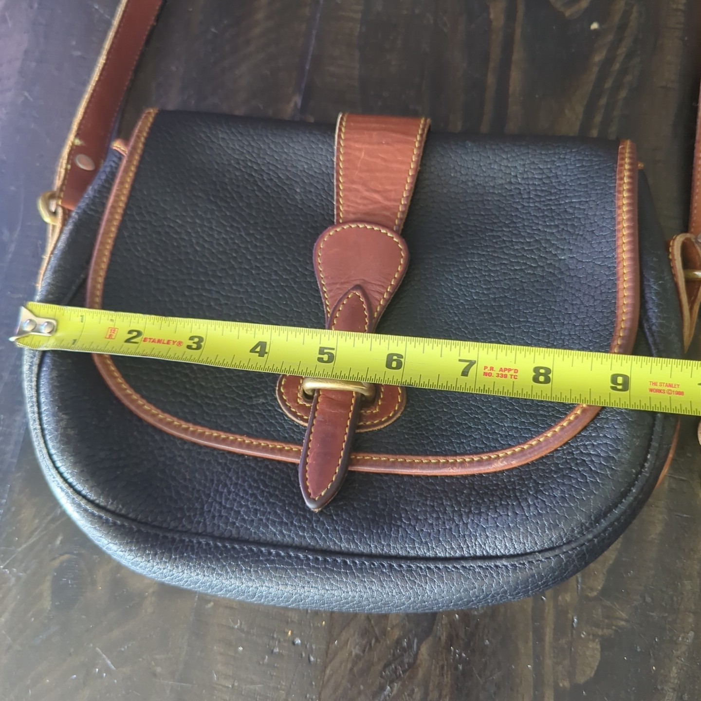 Dooney & Bourke Peeled Black Leather Tack Bag Crossbody Purse Vintage