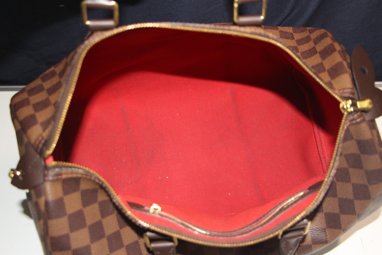 Louis Vuitton Speedy 35 Damier Ebene Brown Canvas Satchel Bag