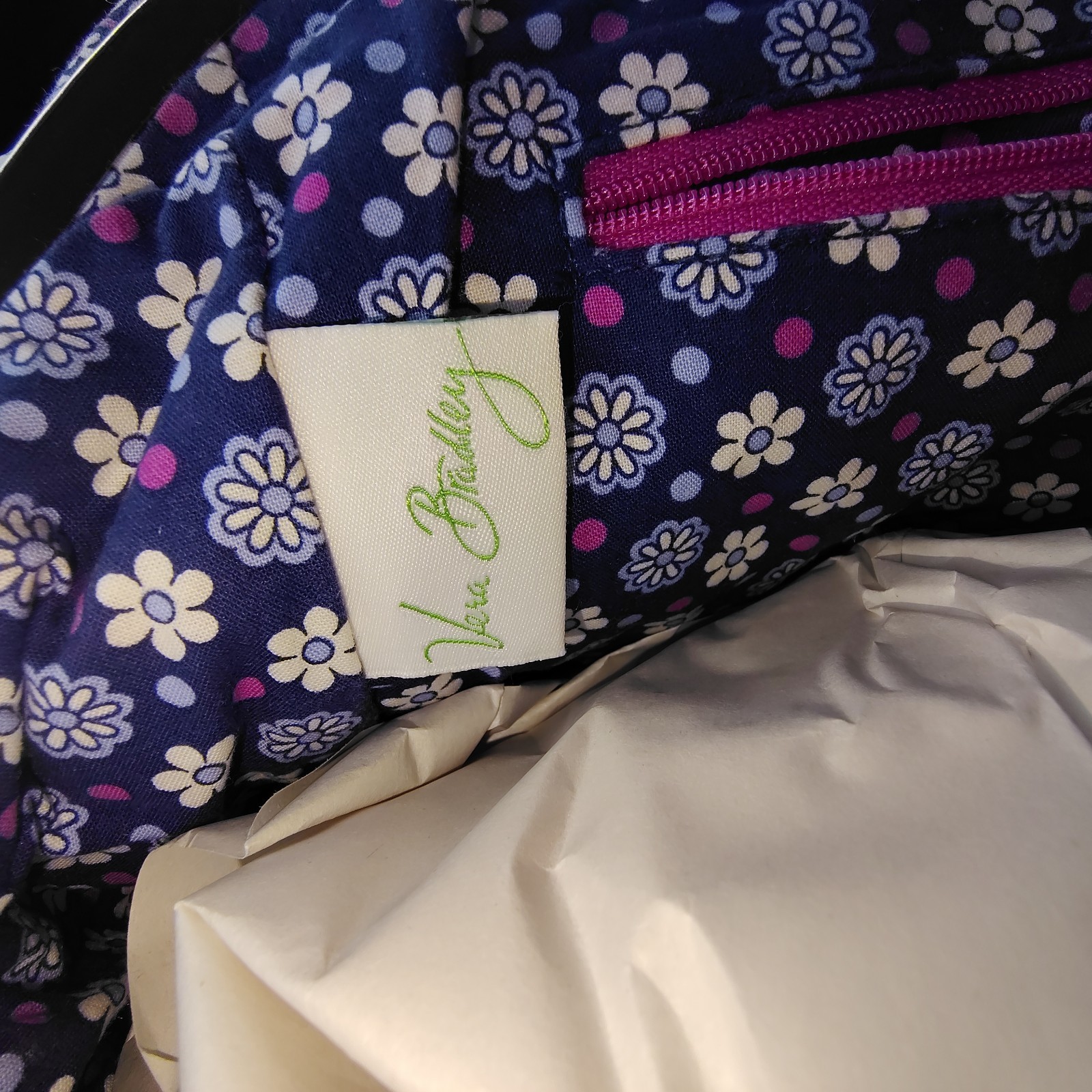Vera Bradley Paisley Shoulder Bag Pink Blue Zip Lined Inner Pockets Det Strap