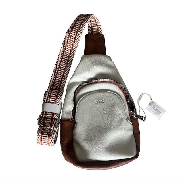 CLUCI Sling Bag for Women Crossbody Faux Leather Cream Brown New With Tag.