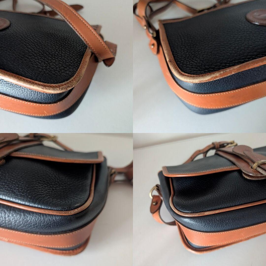 Dooney Bourke Duck Logo Leather Crossbody Bag Purse Black Brown 10.8in