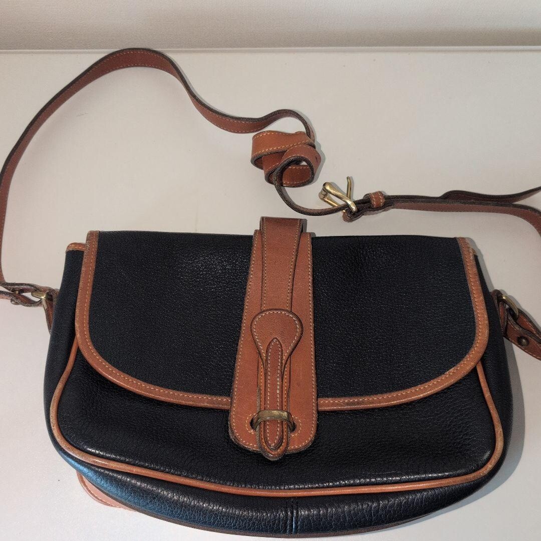 Dooney Bourke Duck Logo Leather Crossbody Bag Purse Black Brown 10.8in