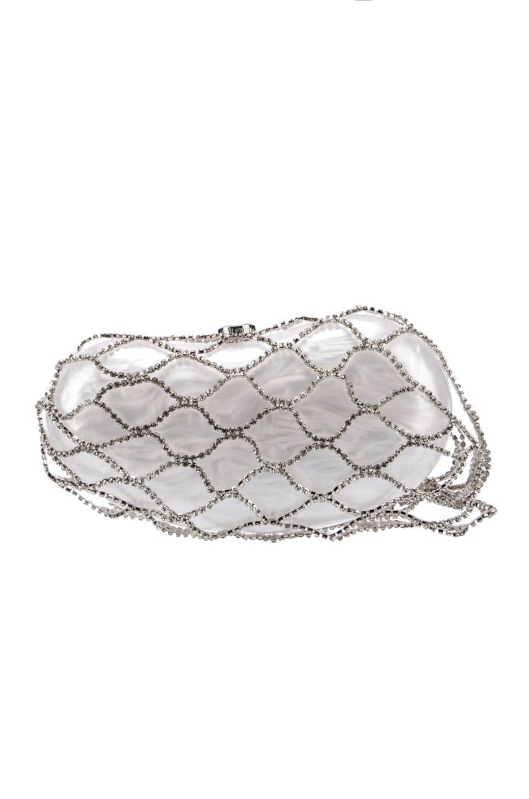 Cult Gaia Clutch • White Acrylic • Silver-Tone Hardware • Crystal Embellishme