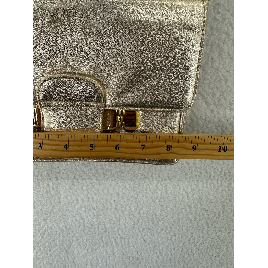 Ruth Saltz Womens Vintage Shoulder Bag Gold Lame Square Flap S
