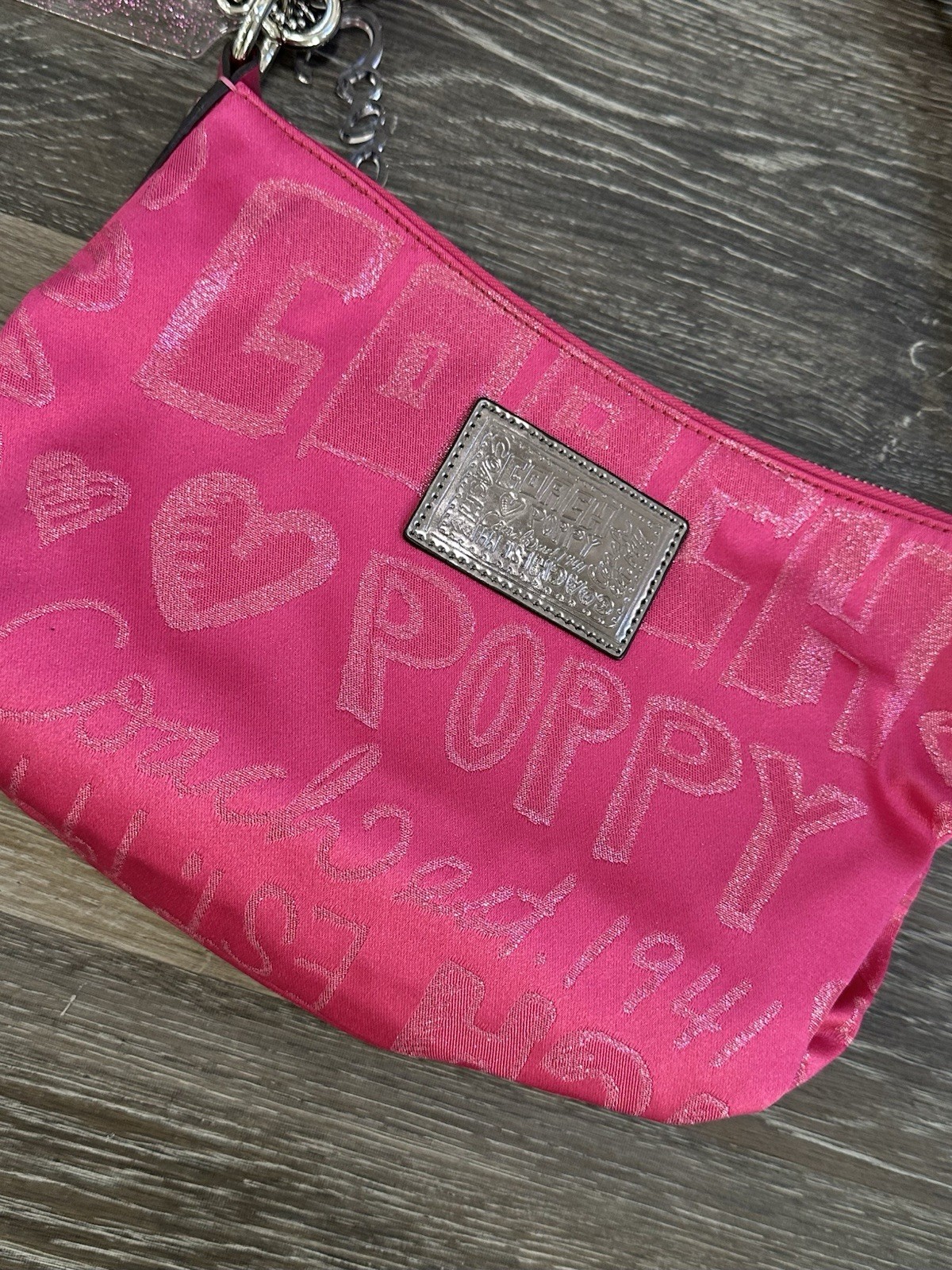 Coach Poppy Pink Graffiti Canvas Shoulder Bag Satchel Handbag Glitter Y2K Charm