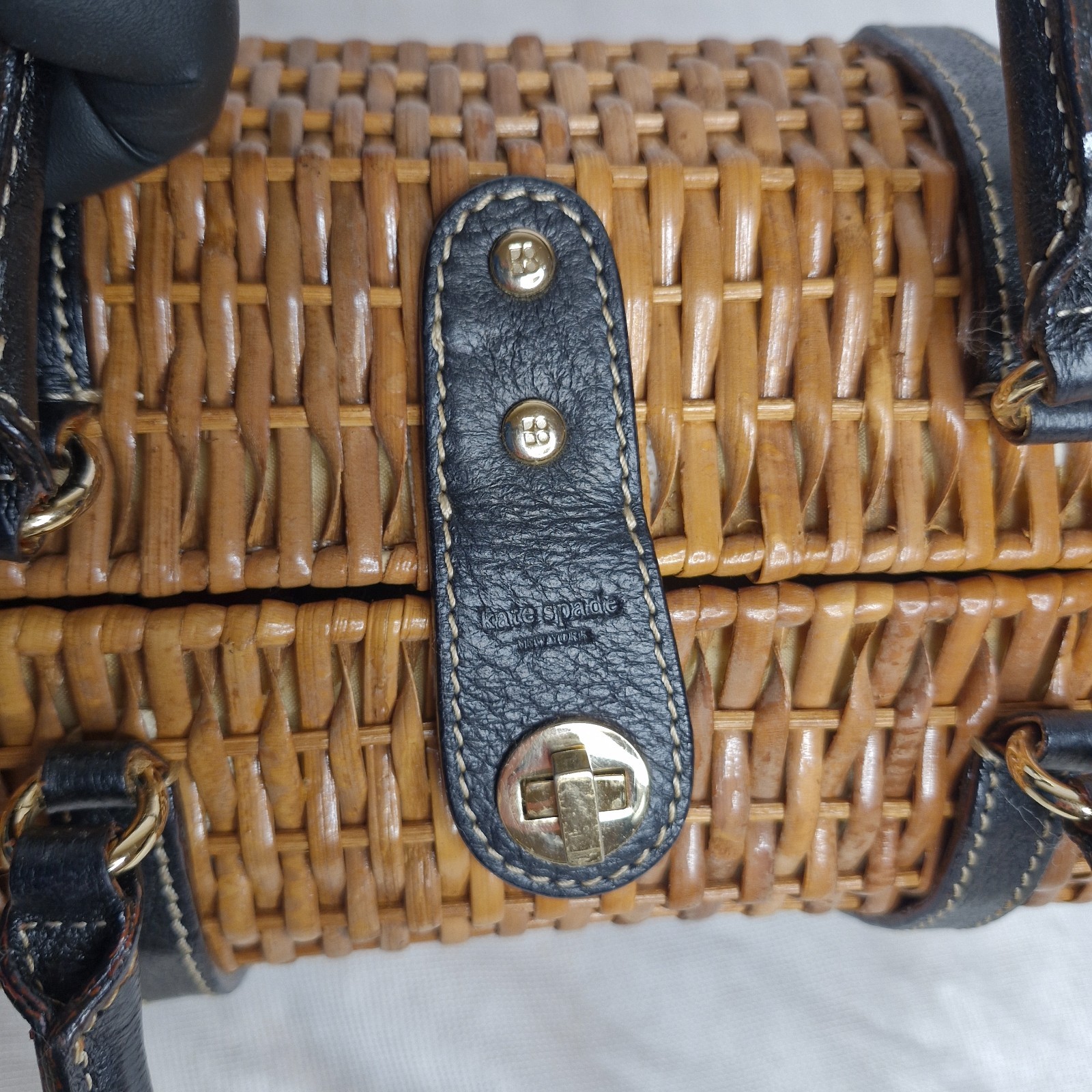 Kate Spade New York Woven Monaco Roll Bag Cute Good Condition Latch Close