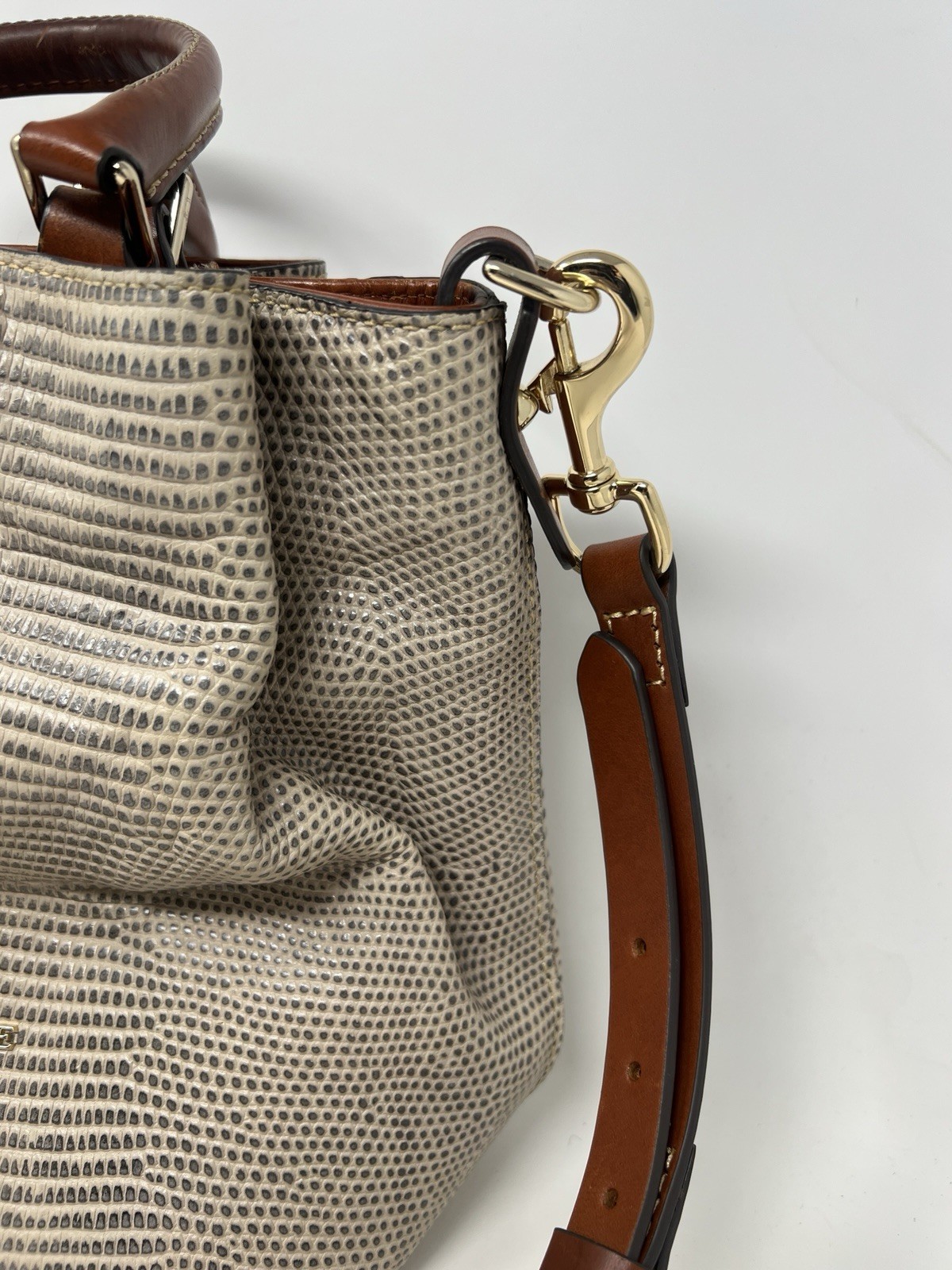 Dooney Bourke Embossed Lizard Large Barlow Bone Shoulder Bag Purse