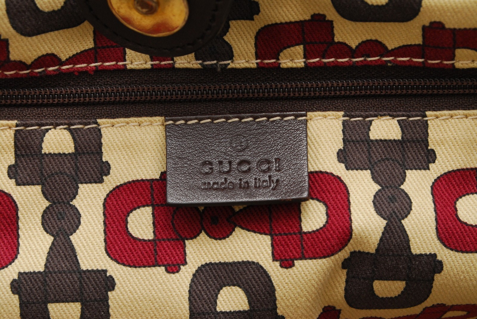 Gucci Guccissima Sukey Tote Bag Brown Leather GG Charm Shoulder Bag Italy
