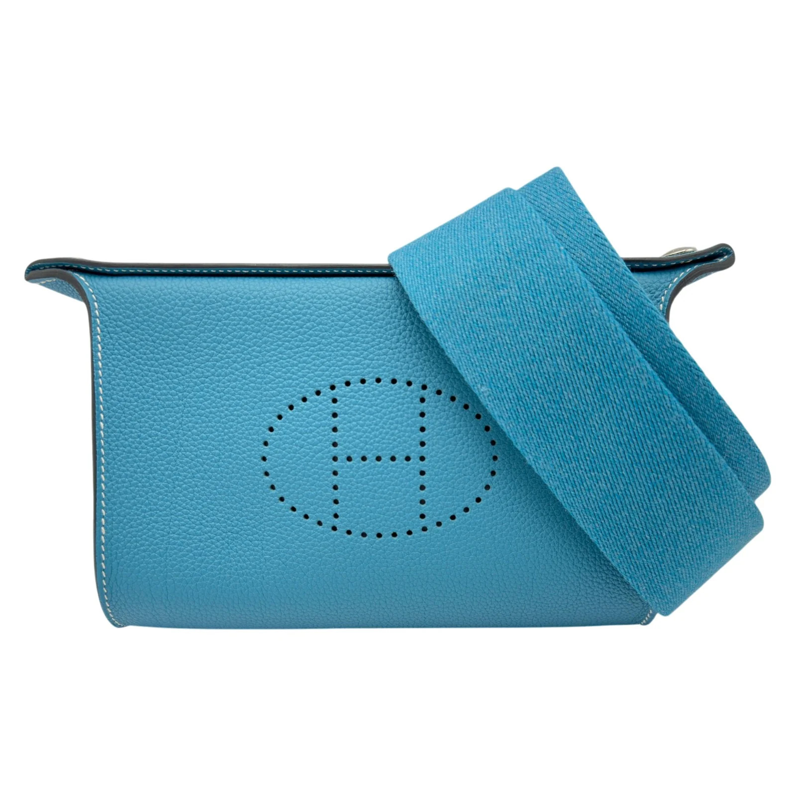 HERMES Vidopouch Blue Togo Leather Shoulder Bag W Stamp #OKB4905