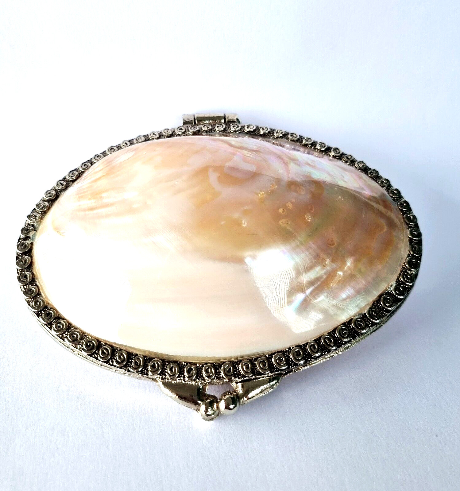 5″ Shell Mother Of Pearl Clutch Bag Purse Dinner Party White Small Lady Vtg Gift