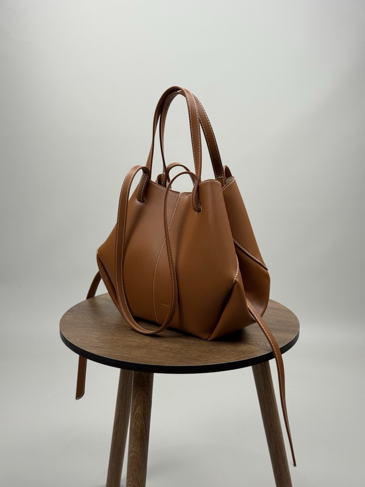 Polène Cyme Tote Bag Camel Leather Authentic Made in Spain