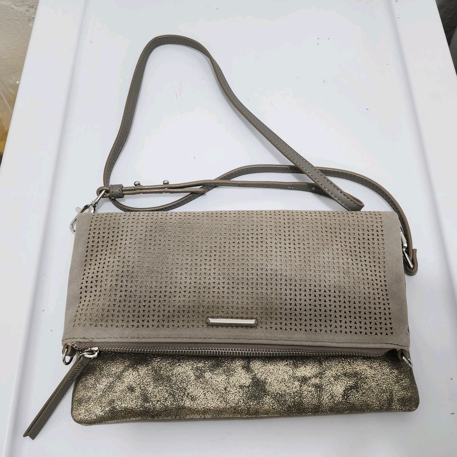 Stella & Dot Waverly 3-way Petite Crossbody Clutch in Slate Gray Vegan Leather