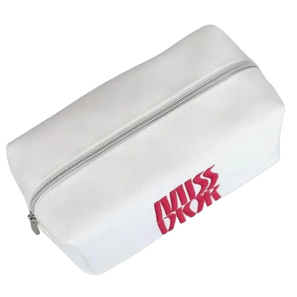 Christian Miss Dior White Vanity Clutch Makeup Pouch Cosmetic Zip Bag NEW Gift