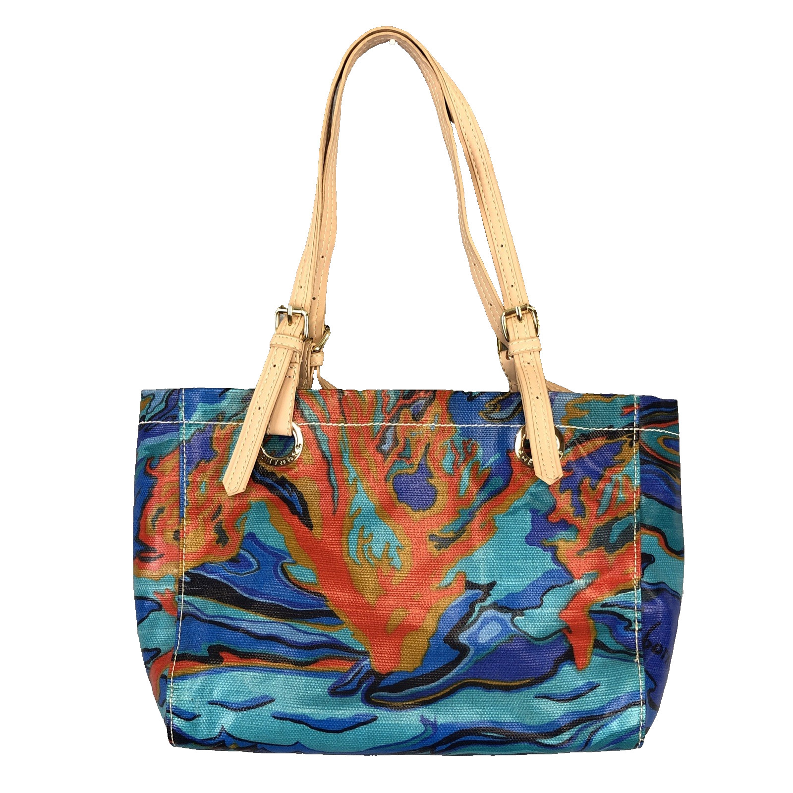 SAKROOTS Artist Circle Water Nation Tote Bag Zip Purse Wave Ocean EUC