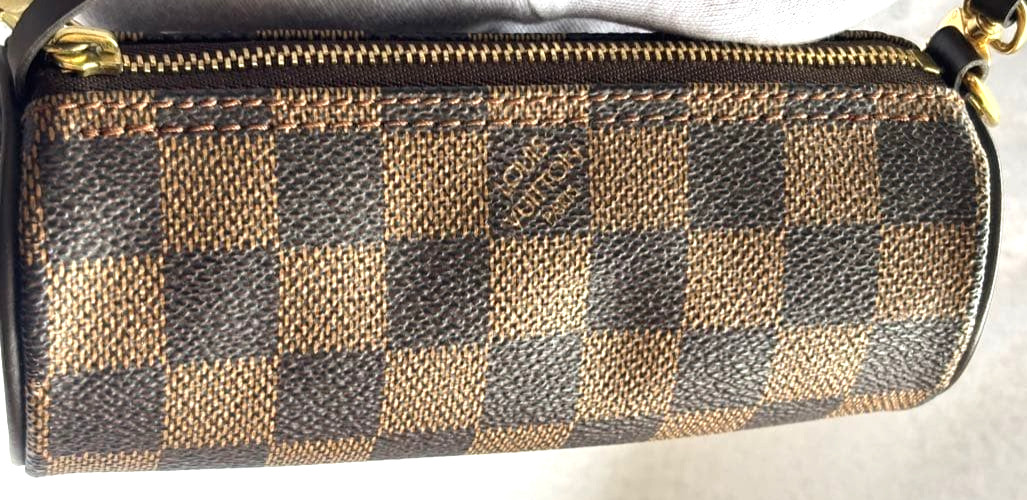 Auth Louis Vuitton Damier Ebene Papillon Mini Pouch Handbag Japan Vintage