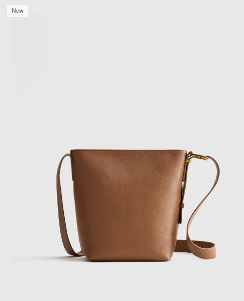 NWT QUINCE ITALIAN LEATHER BUCKET BAG CROSSBODY COGNAC HANDBAG MSRP$120 SOLD OUT