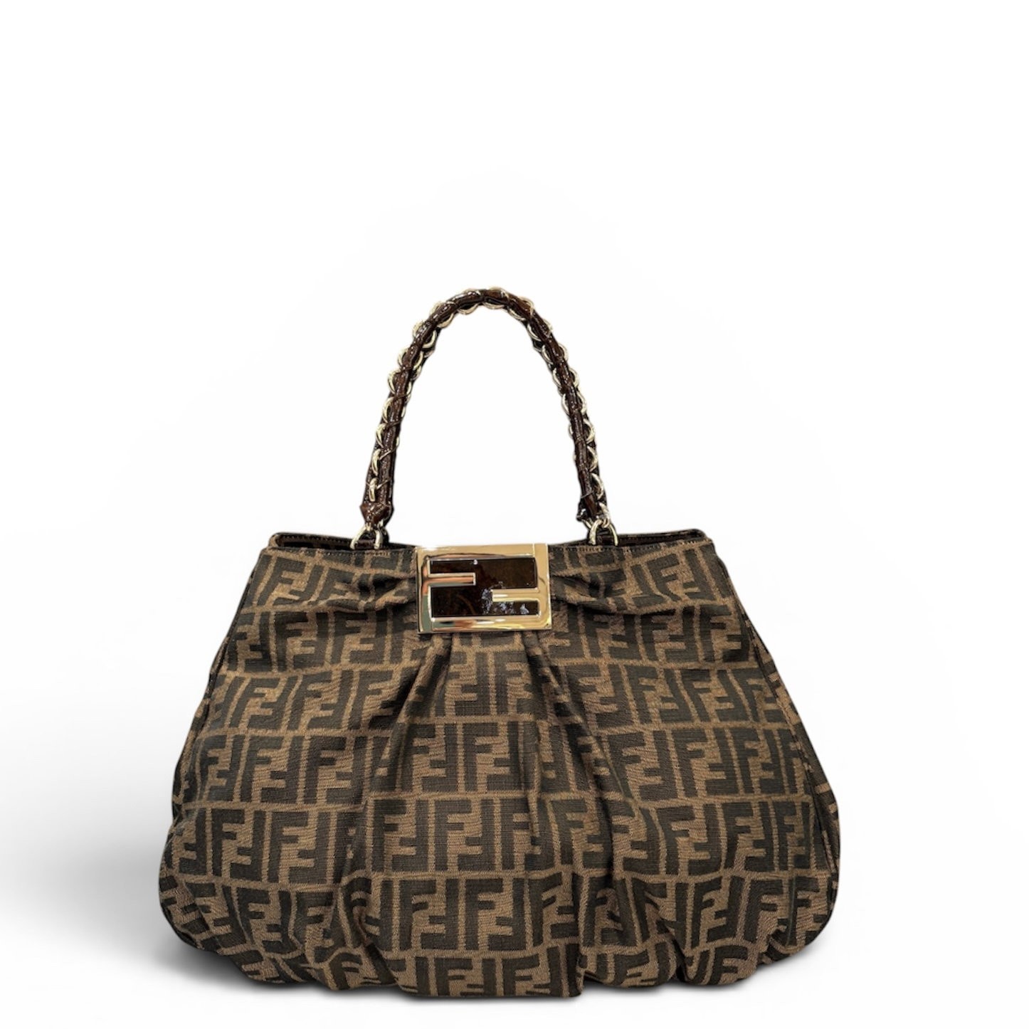 Fendi Large Mia Tote Light Brown Dark Brown Zucca (jj050426a1)