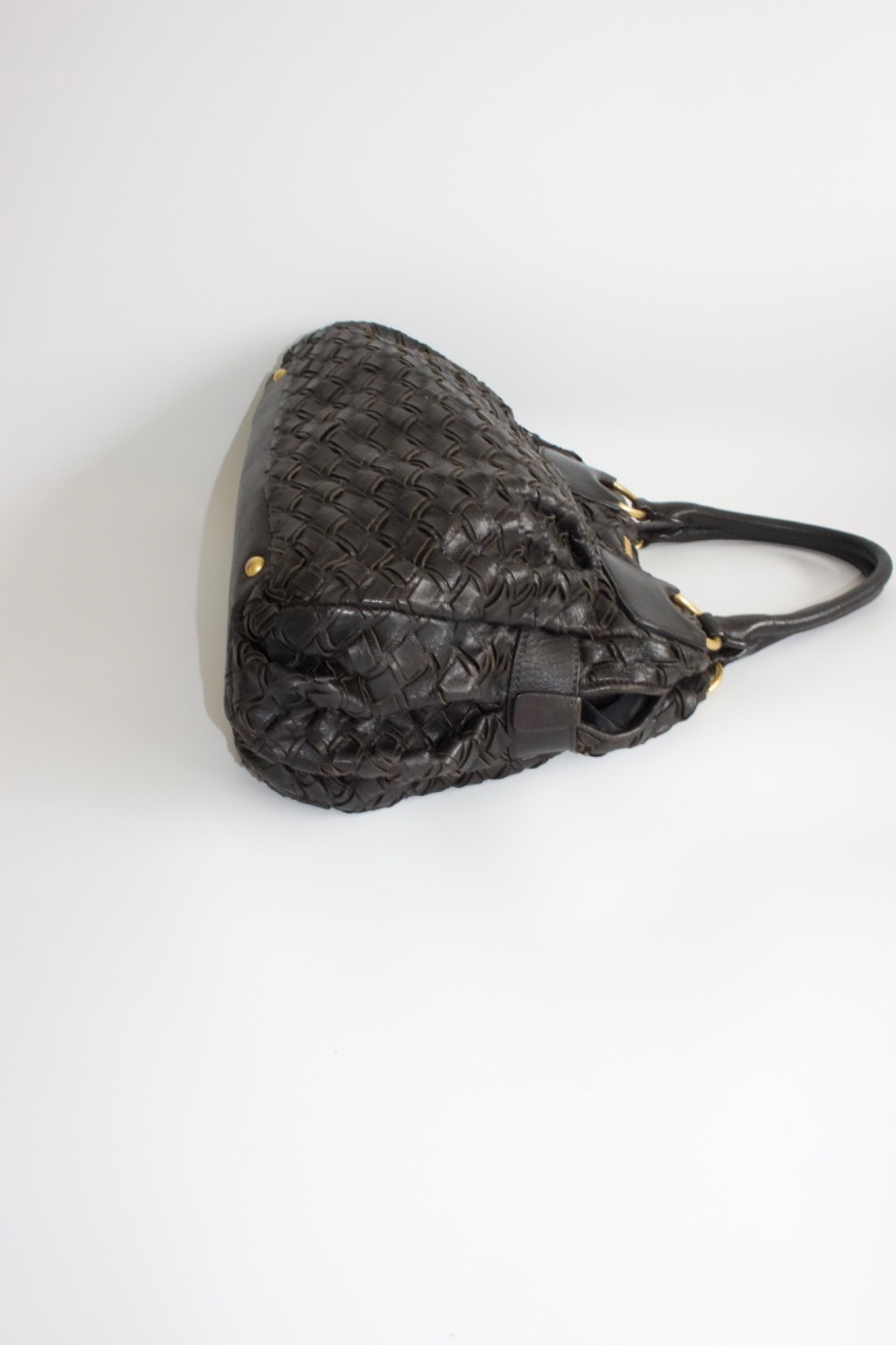 Miu Miu black woven leather handbag