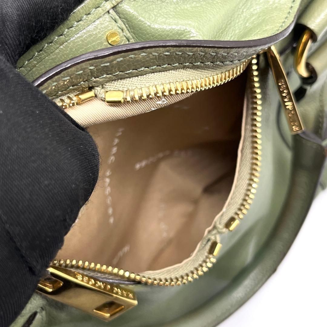Marc Jacobs Green Leather 2Way Satchel Vintage Olive Shoulder Handbag Authentic
