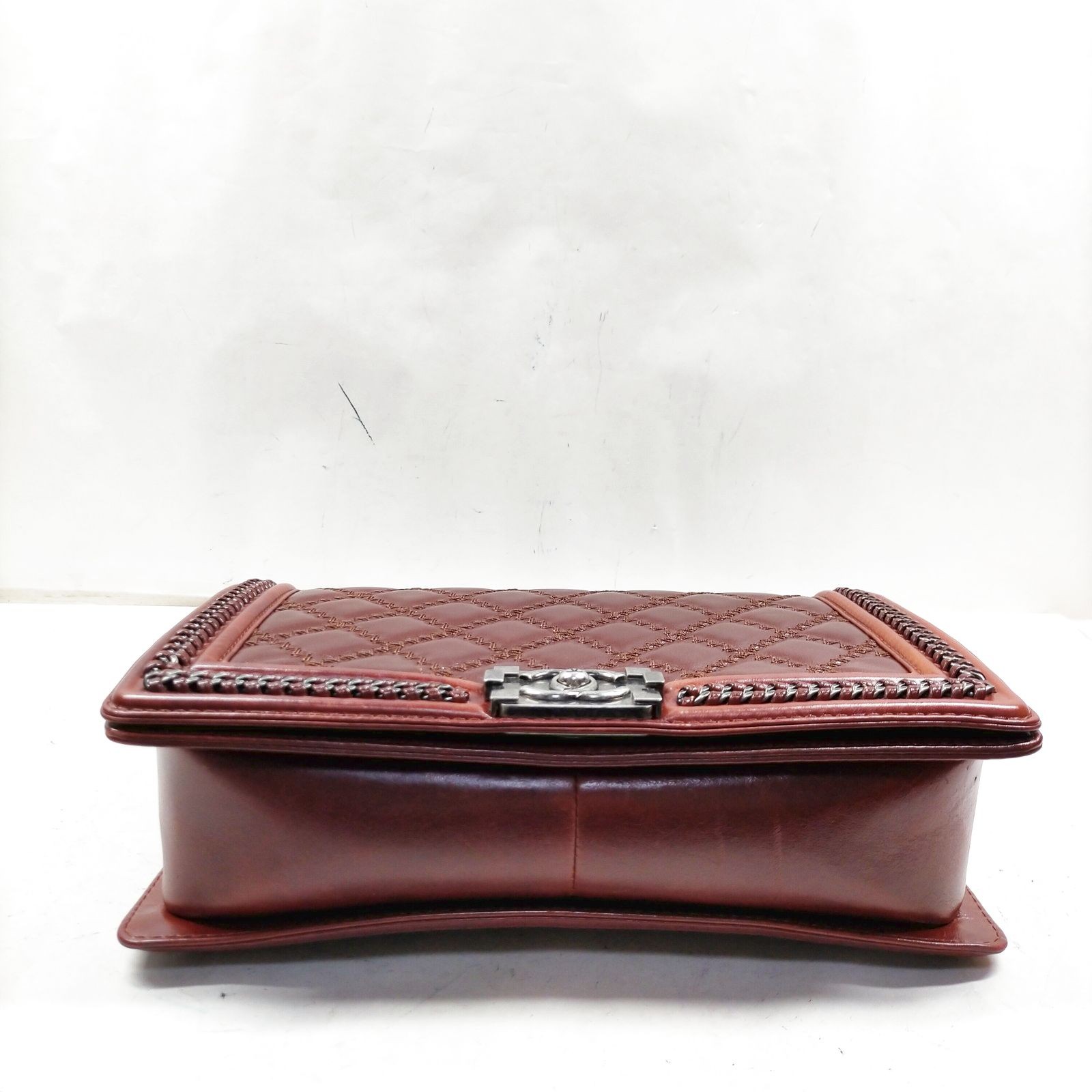 Chanel Shoulder Bag Boy Top handle Brown Leather 4488693