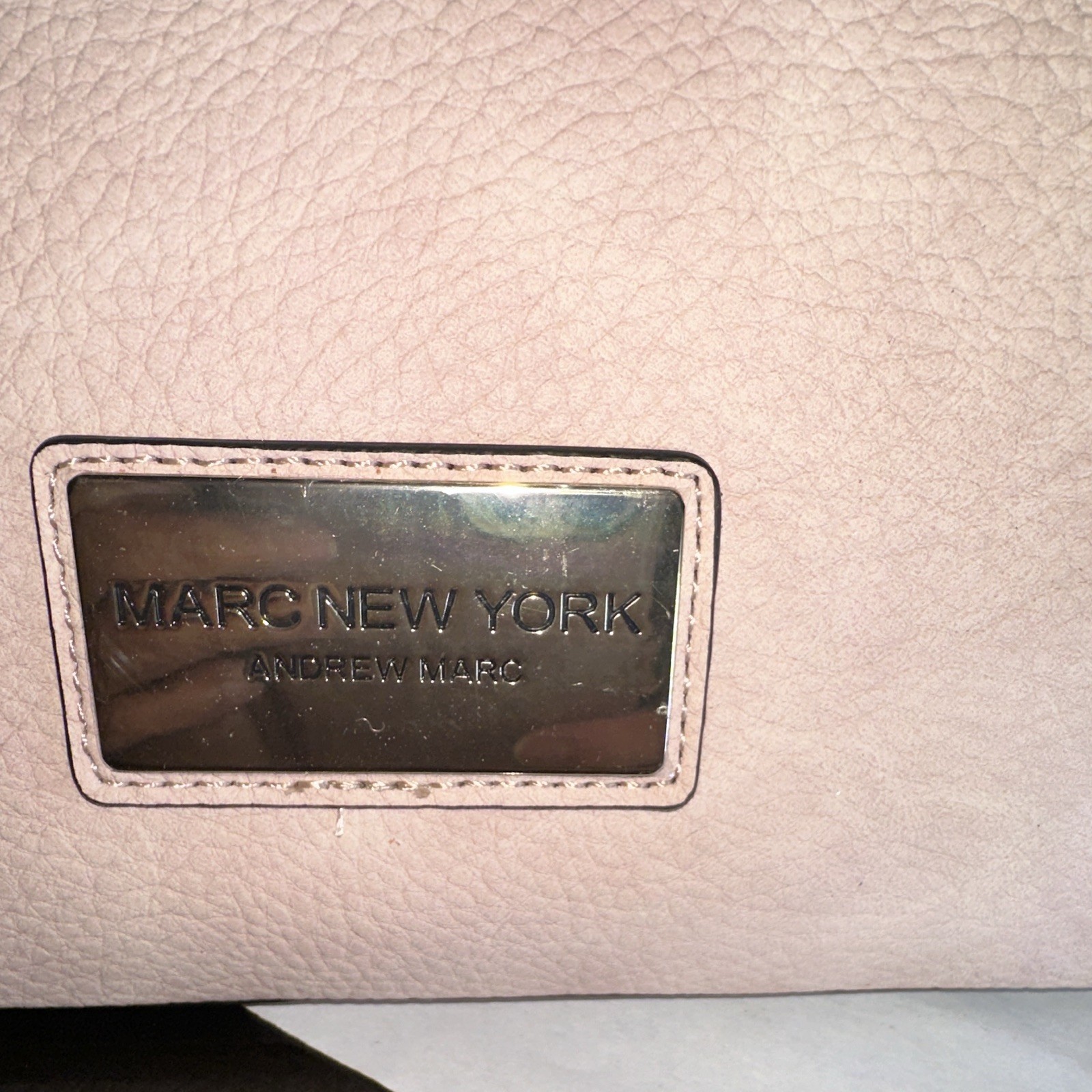 MARC New York Andrew Marc Pink Pebbled Studded Satchel, Zip, Gold Hardware