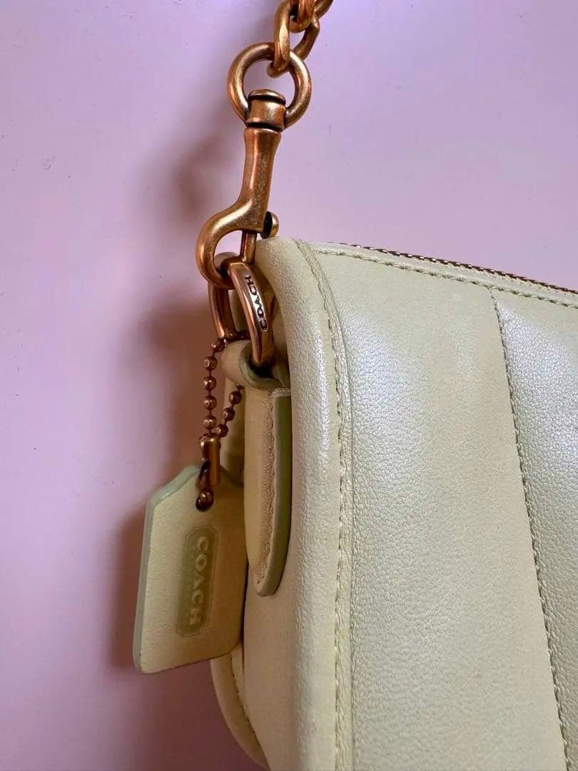 COACH Swinger 20 Bag Quilted Nappa Leather Lime Green Shoulder 7.9 x 4.7 Inch